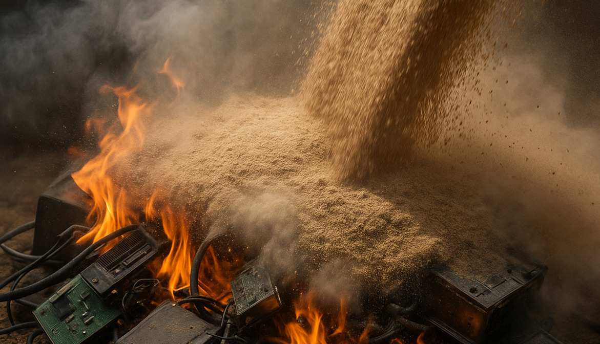 Електронскиот отпад што гори во Трубарево ќе се гасне со песок
