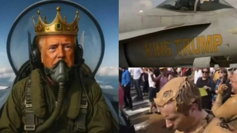 Трамп објави видео со AI: Со круна на главата бомбардира толпа демонстранти со кафеава течност