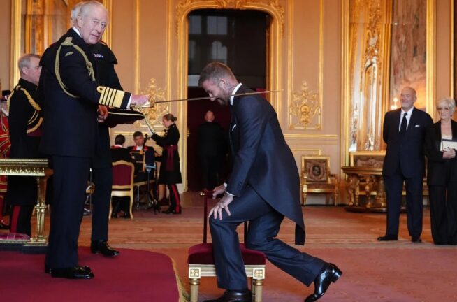 (Видео) Кралот Чарлс го прогласи Бекам за витез