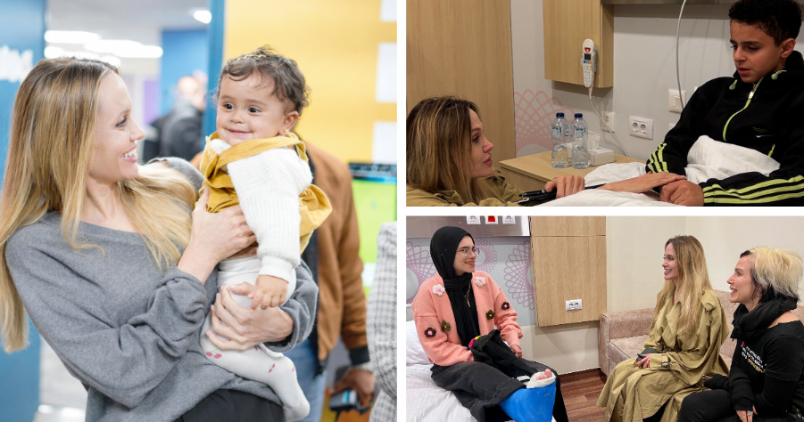 Анџелина Џоли ги посети палестинските деца од Газа во болници во Египет