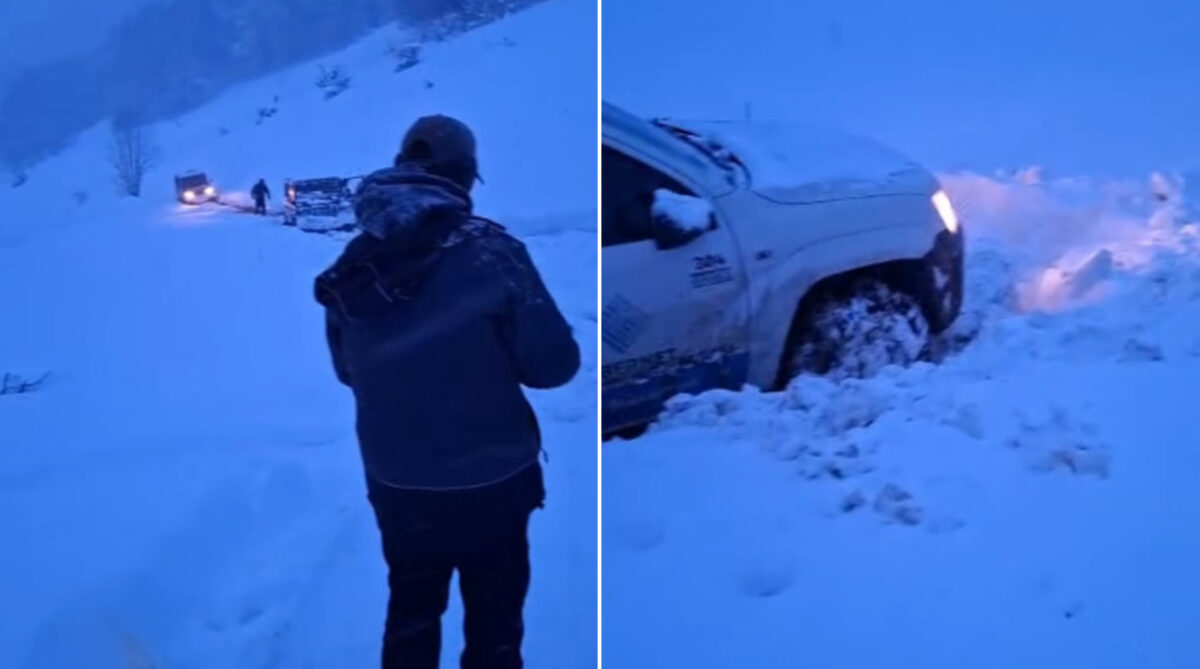 (Видео) Успешно спасени двајца вработени во мобилен оператор заглавени во снег кај Лазарополе