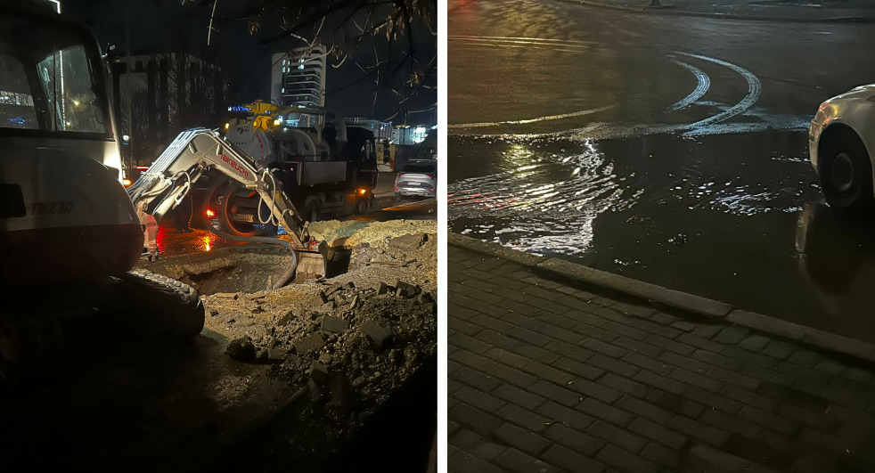 Капиштец повеќе од шест часа без вода, дефект кај Цветен пазар ја поплавува улицата Народен фронт