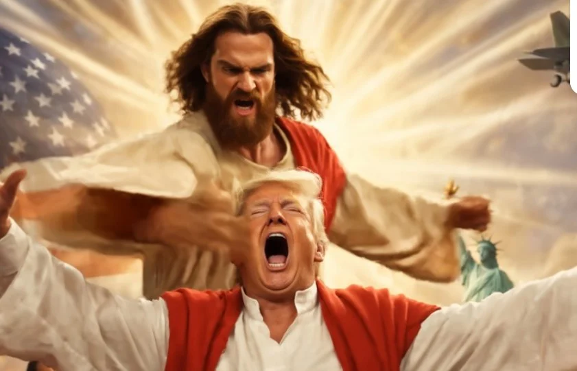 Иран објави видео со вештачка интелигенција на кое Исус го удира Трамп