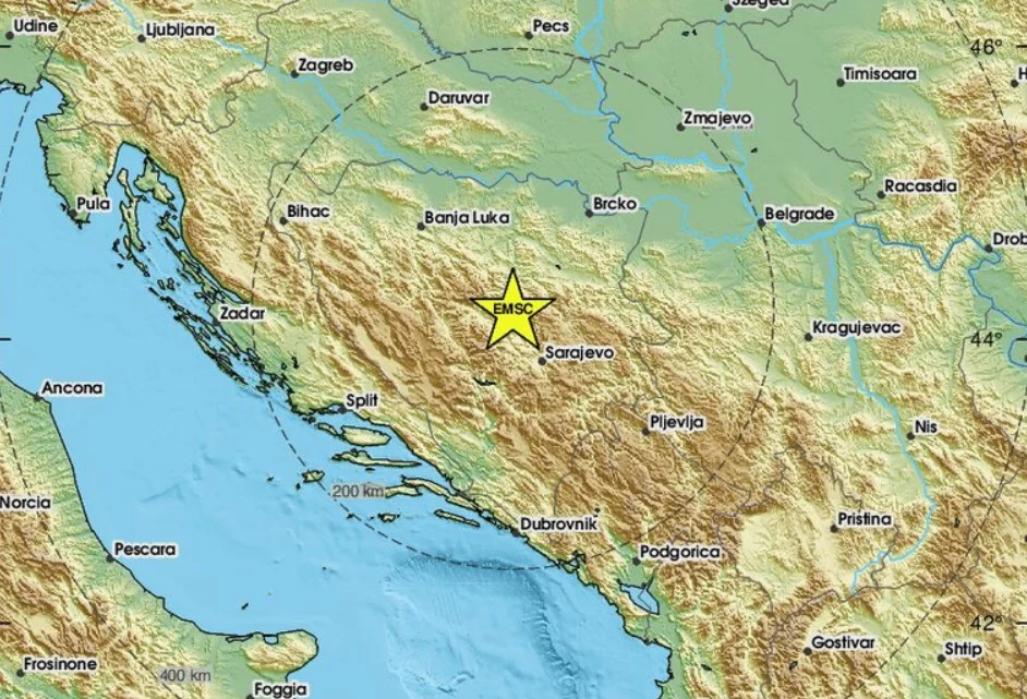 Земјотрес со јачина од 3,6 степени ја потресе БиХ, почувствуван во близина на Зеница и Сараево