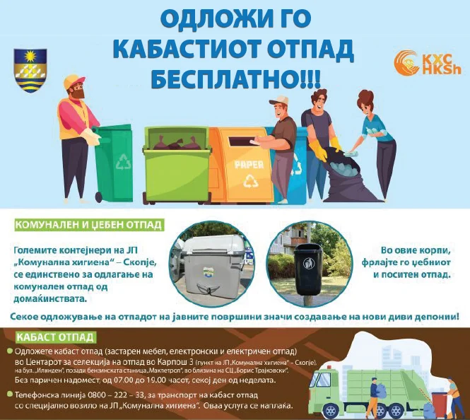 Во Карпош поставен пункт за бесплатно одлагање на кабаст отпат
