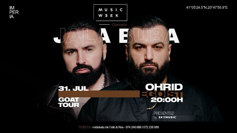 Охрид подготвен за музички спектакл: Џала Брат и Буба Корели утревечер со GOAT TOUR во „Егоист Бич Бар“