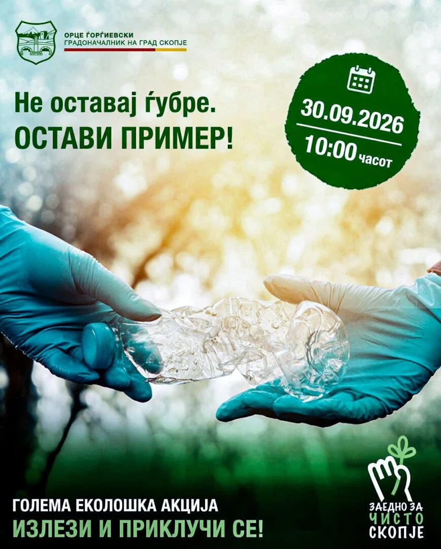 „Да оставиме пример, не ѓубре“ – голема еколошка акција низ цело Скопје